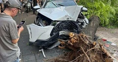 Công an Hà Nội thông tin chính thức vụ nữ tài xế tông hơn 10 xe máy, húc bật gốc cây