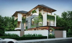 Mẫu nhà 3 tầng mái dốc