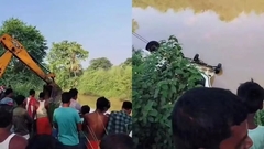 Tài xế nghi ngủ gật để xe chở khách dự tiệc cưới lao xuống kênh, 3 người trong một gia đình tử vong ở Ấn Độ