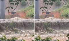 Clip: Hố chôn lấp rác thải bị vỡ, nước chảy ào ào như suối, mùi hôi nồng nặc