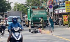 Hiện trường vụ xe cứu hộ kéo xe rác va chạm xe máy, một nam thanh niên tử vong ở TP.HCM