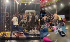 Clip: Nhóm đối tượng mang hung khí bất ngờ tấn công đoàn nghệ sĩ tại lễ hội đua thuyền ở Thái Lan, nữ ca sĩ nhập viện cấp cứu