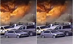 Clip: Máy bay rơi gần sân bay Texas, cuốn nhiều xe vào  "biển lửa "