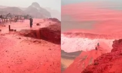 Ngỡ ngàng hòn đảo bỗng chốc biến thành "Sao Hỏa " sau trận mưa lớn