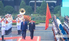 Tổng Bí thư Tô Lâm chủ trì lễ đón trọng thể Tổng Bí thư, Chủ tịch nước Lào