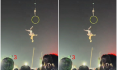 Clip: Nữ diễn viên xiếc rơi từ trên cao xuống đất khi đang biểu diễn