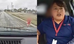 Thót tim khoảnh khắc nữ tài xế cứu bé trai bất ngờ lao ra giữa đường đông đúc