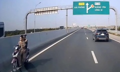 Xác minh hình ảnh hai cô gái trên xe máy chạy ngược chiều trên cao tốc  Hạ Long- Hải Phòng
