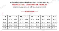 Đề thi và đáp án gợi ý môn tiếng Anh lớp 10 Huế năm 2026