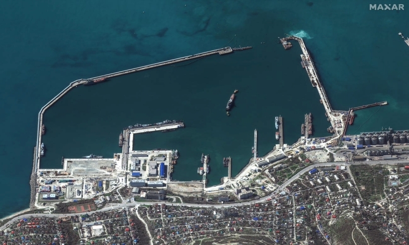 Toàn cảnh cảng Novorossiysk ở Nga ngày 30/3. Ảnh: Business Insider