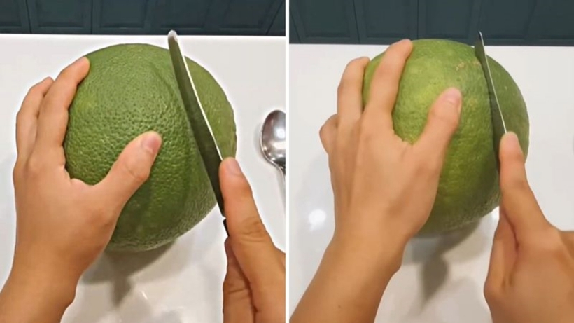 Cắt nhẹ quanh thân quả bưởi