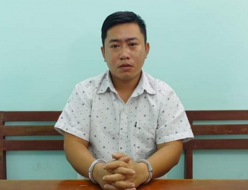 Điền Hòa Sinh tại cơ quan công an. Ảnh: Báo CAND.