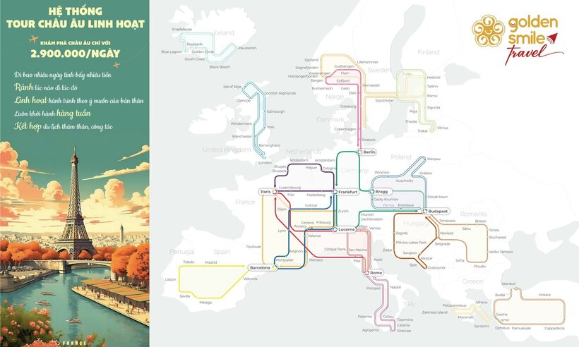 Với giá chỉ từ 2.900.000/ngày - EuroEasy là lựa chọn du lịch Châu Âu hấp dẫn dành cho du khách có nhu cầu thăm thân, công tác.