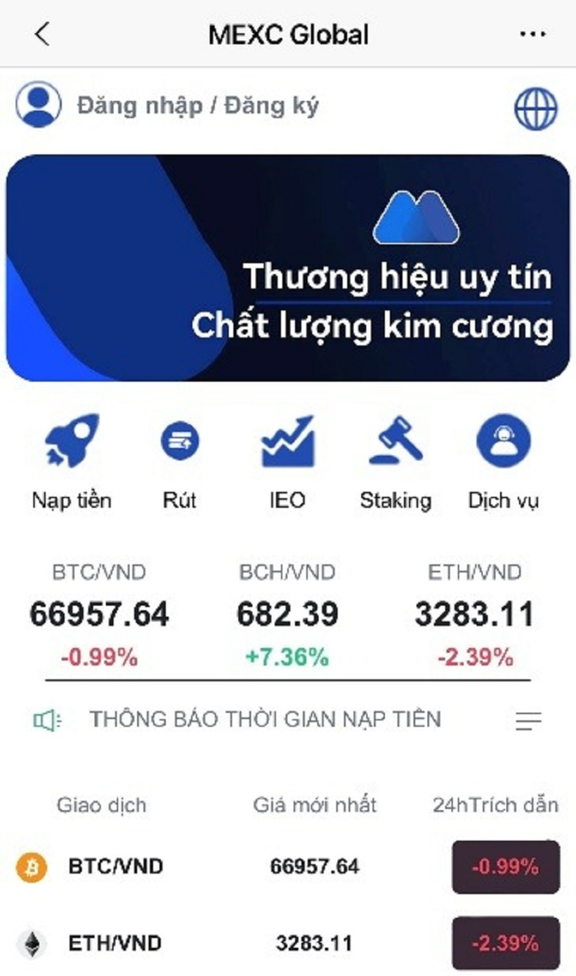 Trang web đầu tư mà chị T. bị "chồng online" dụ dỗ tham gia bị chiếm đọat tài sản. Ảnh: Công an TP.Hà Nội.