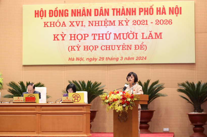 Kỳ họp thứ mười lăm HĐND thành phố Hà Nội diễn ra ngày 29/3. Ảnh: Hà Nội mới.