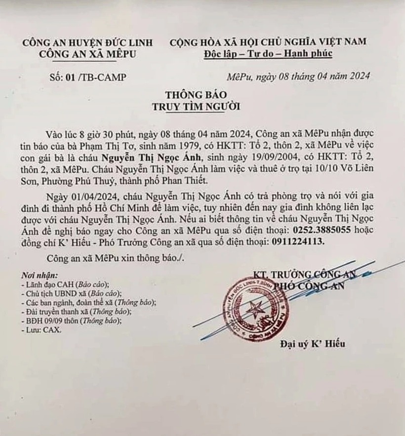 Tin thời sự nóng mới nhất ngày 9/4: Truy tìm tung tích cô gái 20 tuổi nghi mất tích ở Bình Thuận
