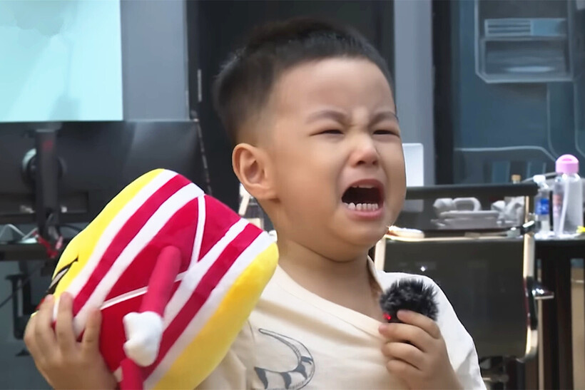 Bé òa khóc khi bị từ chối mang đồ chơi nhồi bông về nhà.
