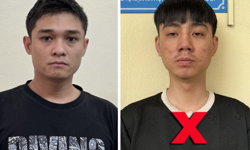 Hai đối tượng tại cơ quan công an. (Ảnh: Công an Thanh Hóa)