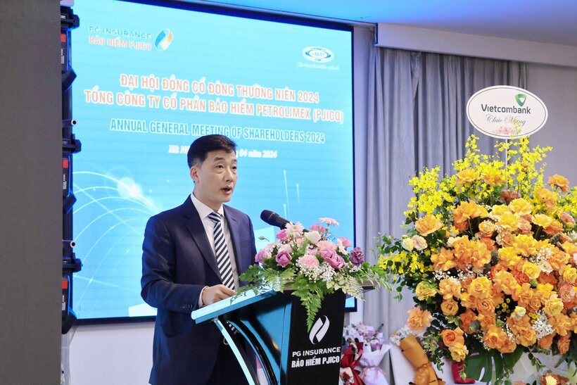 Chủ tịch HĐQT Phạm THanh Hải nhiệm kỳ 2019 - 2024 trình bày báo cáo tại Đại hội.