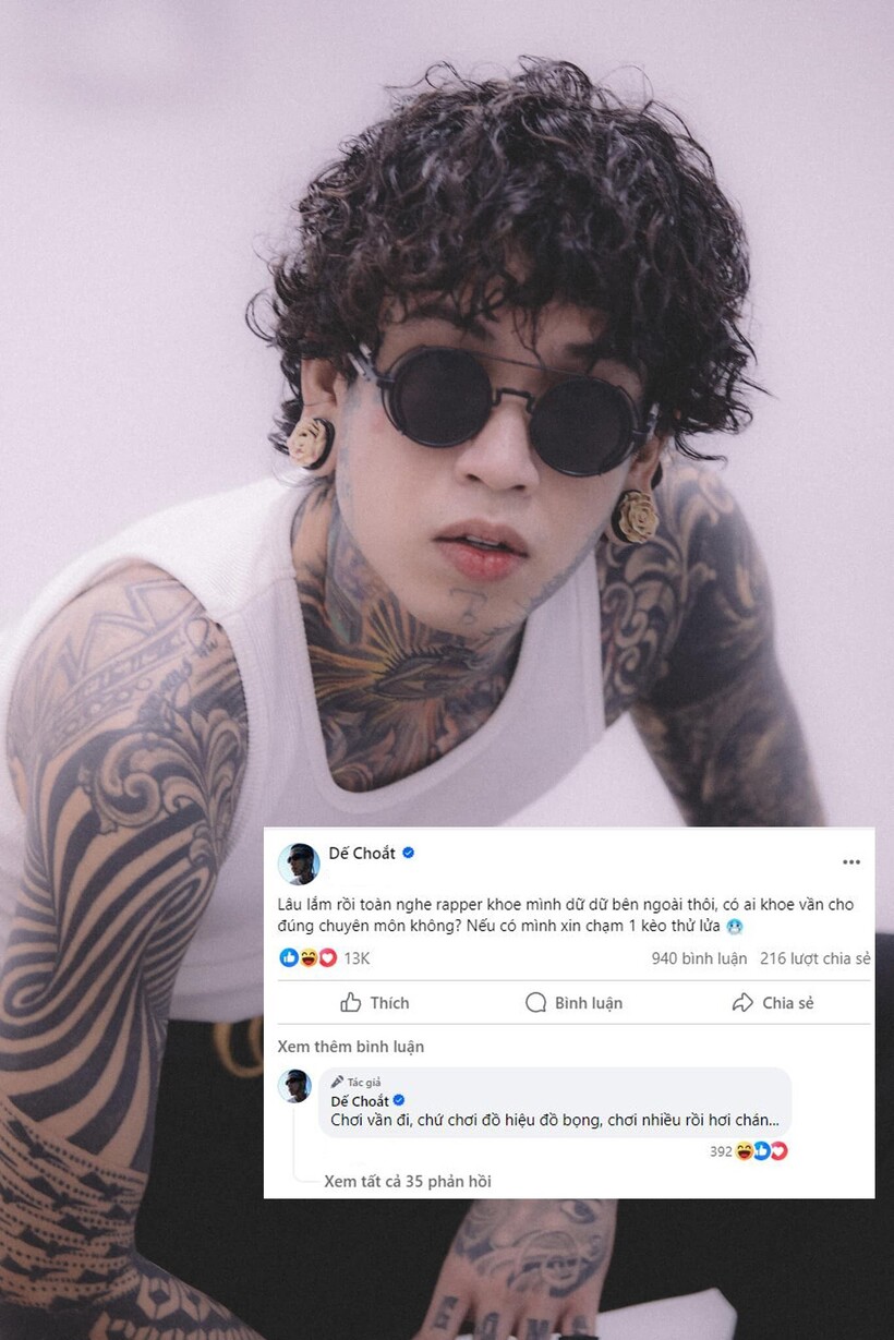 Quán quân "Rap Việt" Dế Choắt khơi mào trận chiến trên trang cá nhân.