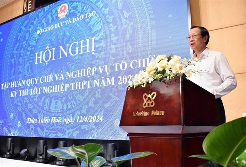 Thứ trưởng Phạm Ngọc Thưởng - Trưởng Ban Chỉ đạo cấp quốc gia Kỳ thi tốt nghiệp THPT năm 2024. Ảnh: MOET