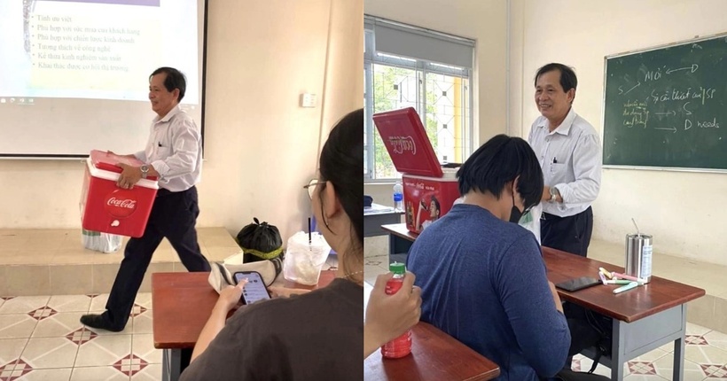 Hình ảnh sinh viên chia sẻ được chụp lại khi thầy dạy môn marketing căn bản vào ngày 11/4. Ảnh: Báo Tuổi trẻ.