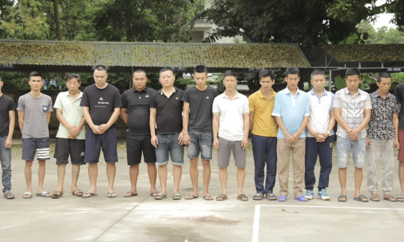 Một số đối tượng tại cơ quan công an. (Ảnh: Công an Tuyên Quang)