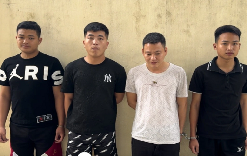 Các đối tượng tại cơ quan điều tra. Ảnh: Công an tỉnh Thanh Hóa