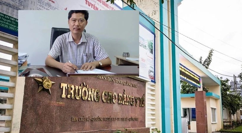 Sau khi bị khởi tố, hiệu trưởng Trường cao đẳng Y tế Quảng Nam bị tạm đình chỉ chức vụ. Ảnh: Tuổi trẻ, Dân trí.