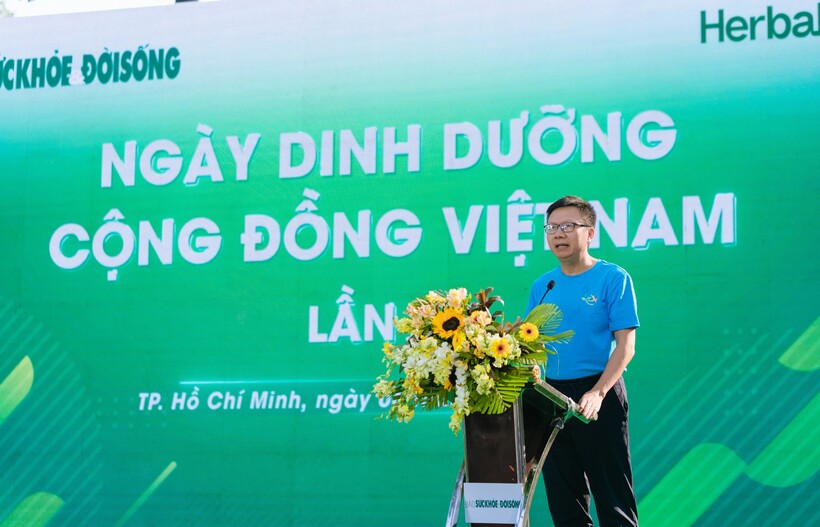 Ông Vũ Văn Thắng - Tổng Giám đốc Herbalife Việt Nam và Campuchia, đại diện nhà tài trợ phát biểu.