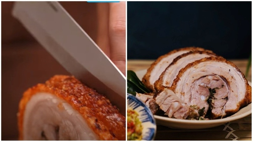 Món heo quay với lớp da giòn rụm, thịt bên trong vẫn giữ được độ mềm thơm, siêu mê