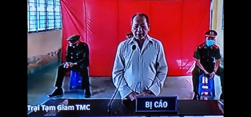 Bị cáo tại điểm cầu Trại tạm giam Công an tỉnh Tiền Giang. Ảnh: CAND