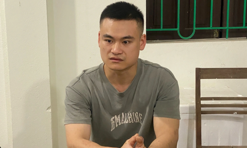 Phạm Trung Thành tại cơ quan công an. (Ảnh: Công an Cao Bằng)