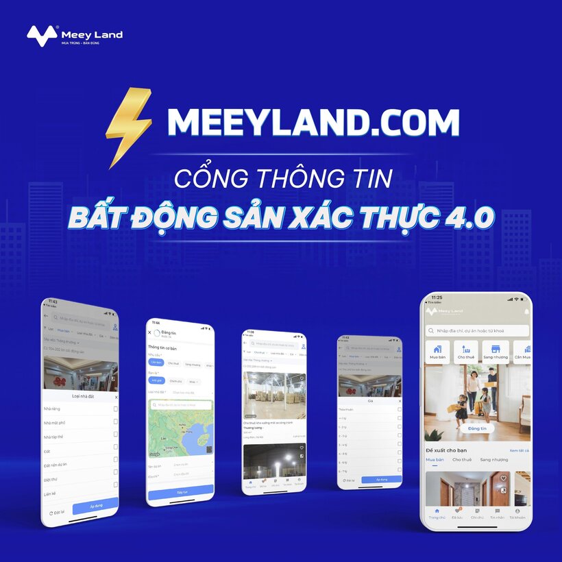 Cổng thông tin bất động sản xác thực 4.0 gồm website và app Meey Land được đông đảo khách hàng tin tưởng sử dụng