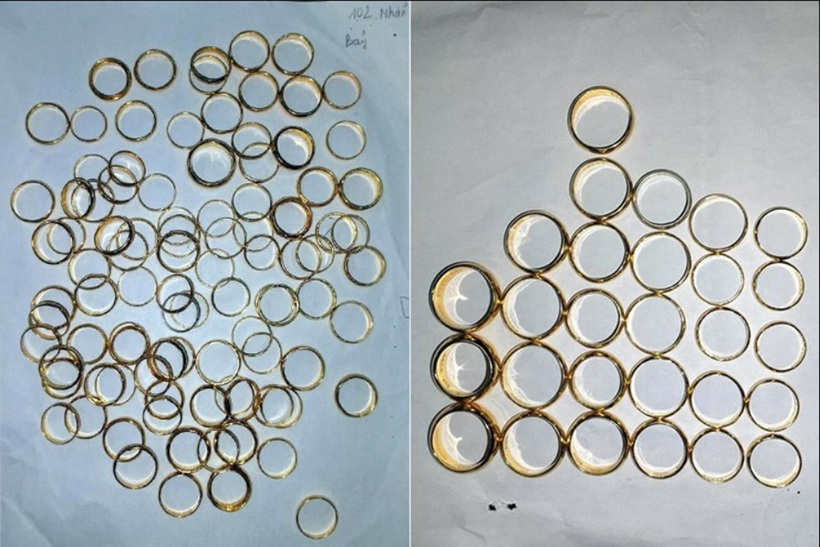 Một phần số vàng giả trong vụ án. Ảnh: Người đưa tin.