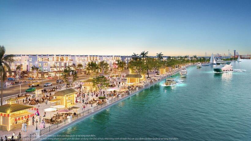 Phố thương mại River Walk sở hữu hơn 2.000 căn shophouse và 127 kiosk chợ đêm với thiết kế ấn tượng
