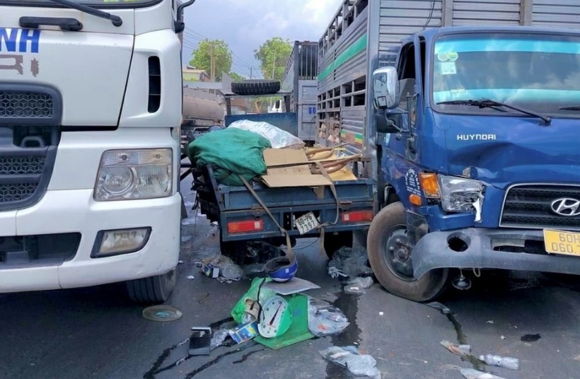 Hiện trường vụ tai nạn thương tâm. (Ảnh: Báo Đồng Nai)