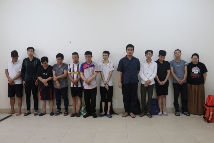 Các đối tượng trong đường dây bị bắt giữ. Ảnh: Trang thông tin điện tử Công an tỉnh Nghệ An