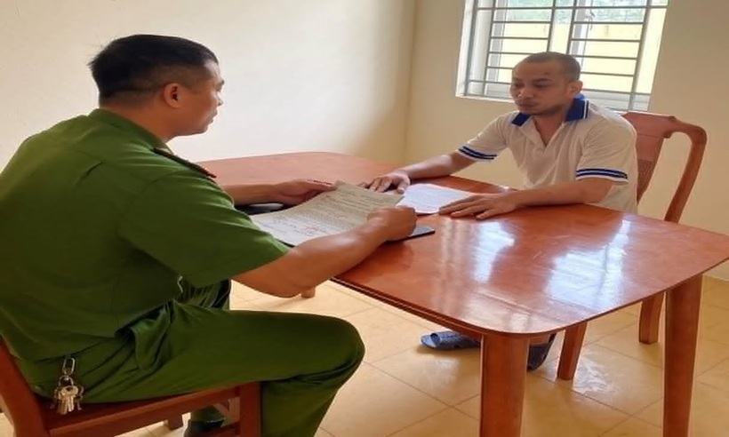 Bị can Phạm Trung Anh tại cơ quan công an.