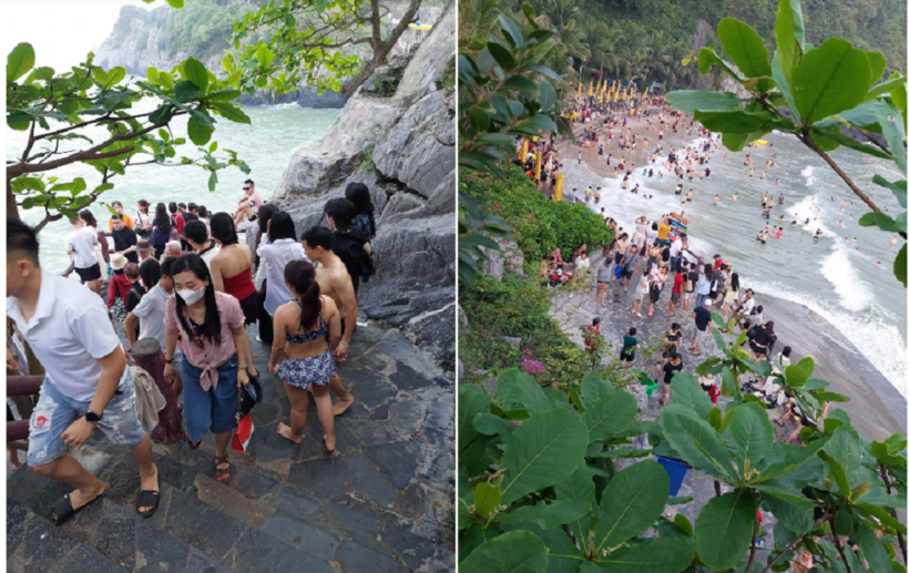 Hình ảnh bãi tắm Cát Cò 1 vào 17h chiều 27/4. Ảnh: Vietnamnet