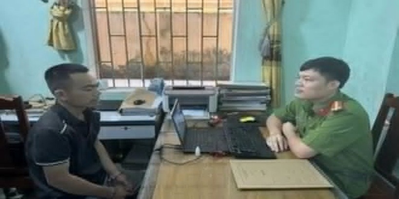 Đối tượng Lê Văn Linh tại cơ quan công an.