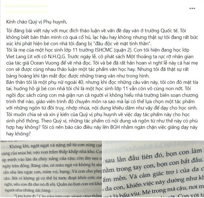 Bài đăng trên nhóm phụ huynh các trường quốc tế, chiều 2/5. (Ảnh: VNE)