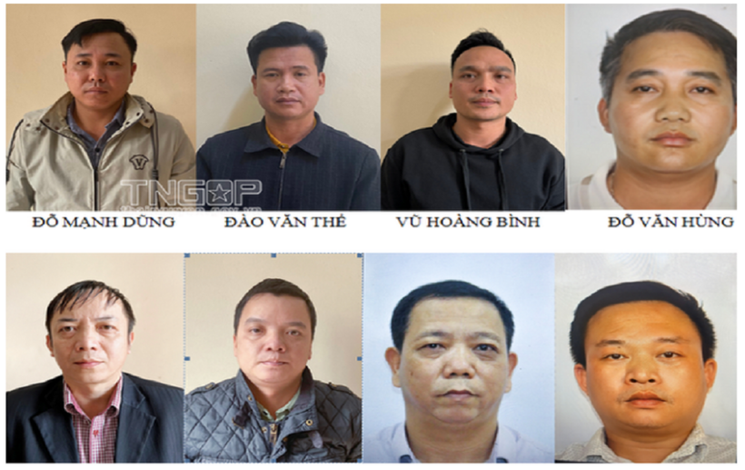 8 bị can trong vụ án. (Ảnh: Công an tỉnh Thái Nguyên).