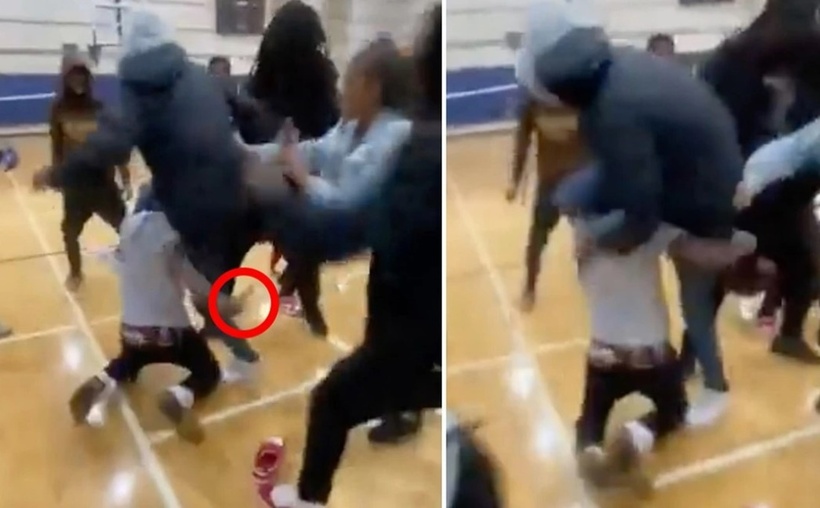 Một trong những học sinh dường như dùng vật sắc nhọn đâm vào hai học sinh khác rồi bỏ chạy. Ảnh: NYP