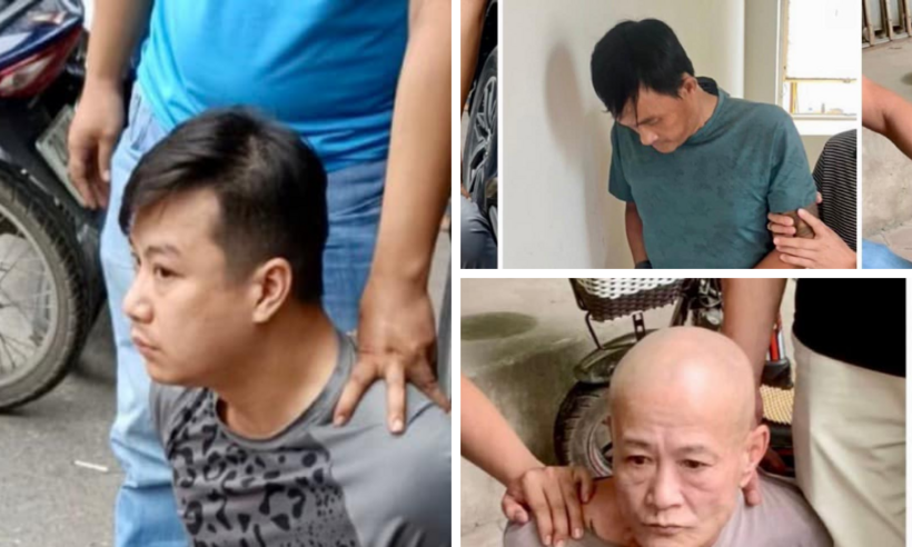 Các đối tượng bị bắt giữ. (Ảnh: Công an Hòa Bình)