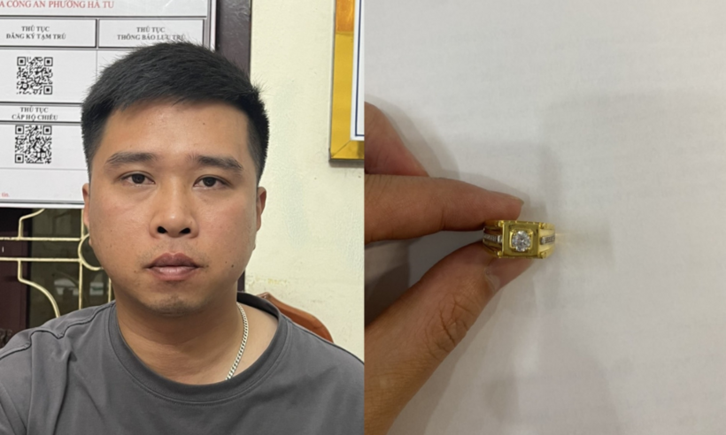 Phạm Quang Chính và tang vật. (Ảnh: Công an Quảng Ninh)
