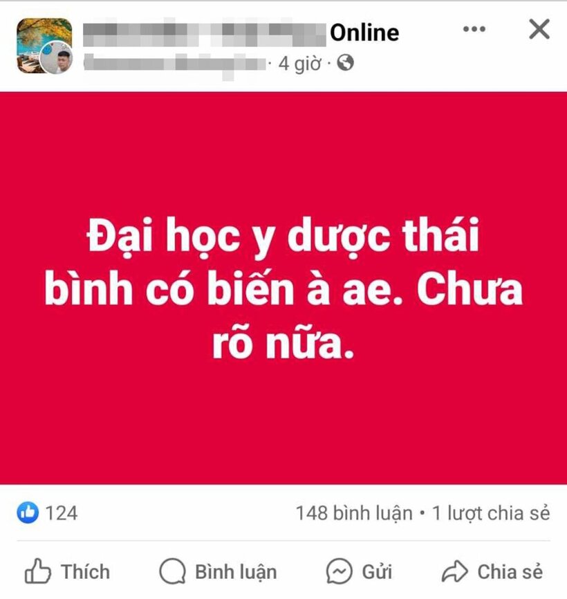 Ảnh chụp màn hình một thông tin được chia sẻ trên mạng xã hội. Ảnh: Dân Việt