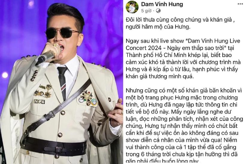 Bài viết của Đàm Vĩnh Hưng trên trang cá nhân