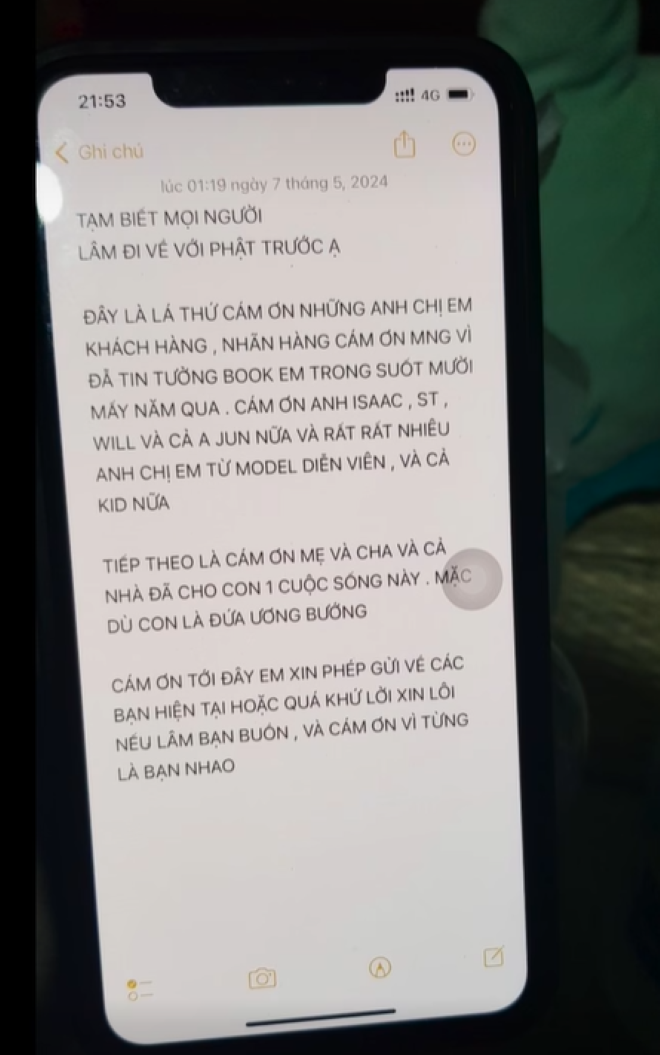 Trước khi rơi vào hôn mê sâu, Lâm Nguyễn đã viết tâm thư để vĩnh biệt người thân, bạn bè.