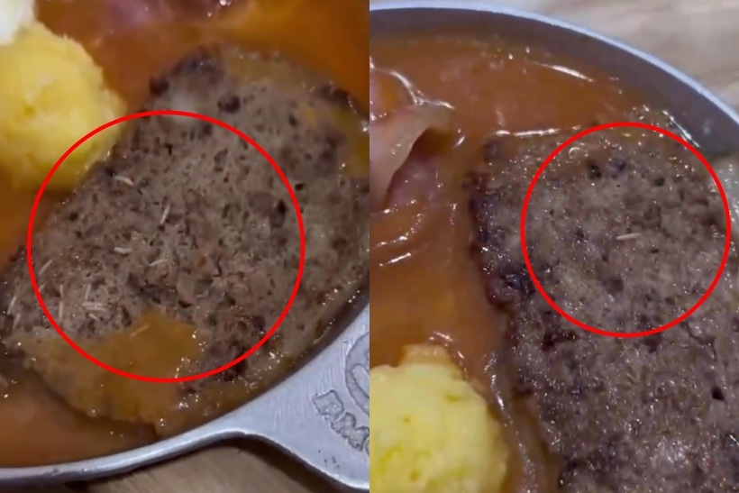 Hình ảnh dòi bò lúc nhúc trong miếng paste khi thực khách gọi bánh mỳ chảo. Ảnh cắt từ video